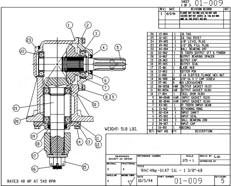 Gearbox Parts-40HP-6-Spline IM Series Rotary Mowers